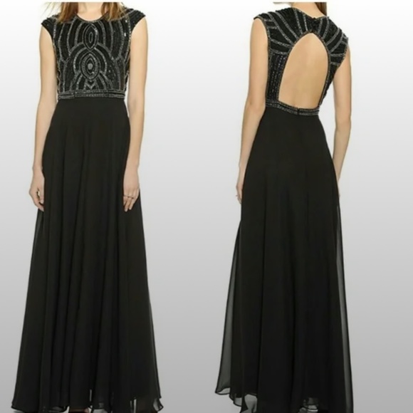 NWT Parker Gown Fancy hand Beaded dress New Size 4 Black Black tie wedding - Picture 1 of 5